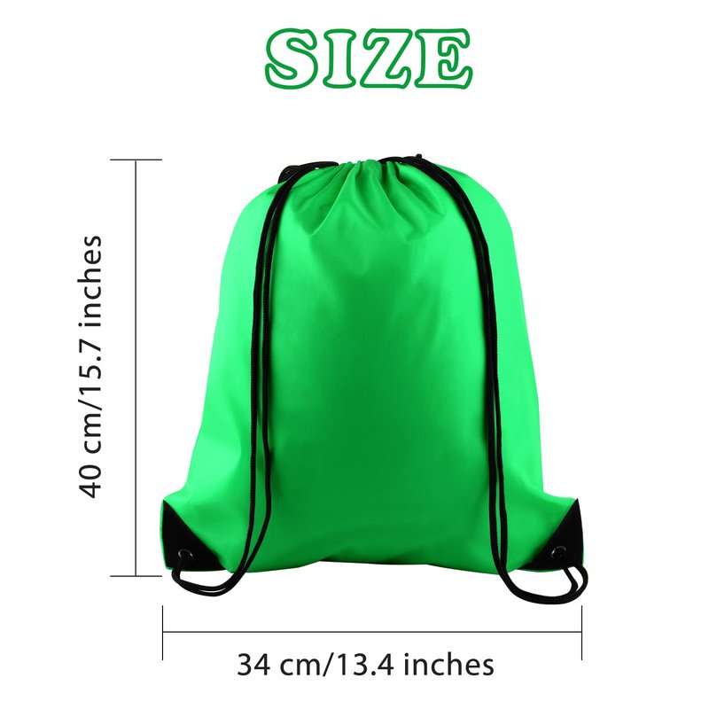 KUUQA 60Pcs Green Drawstring Backpack Bag Bulk Drawstring Bags String Bags Storage Bags Gym Backpack for Sport Gym Traveling