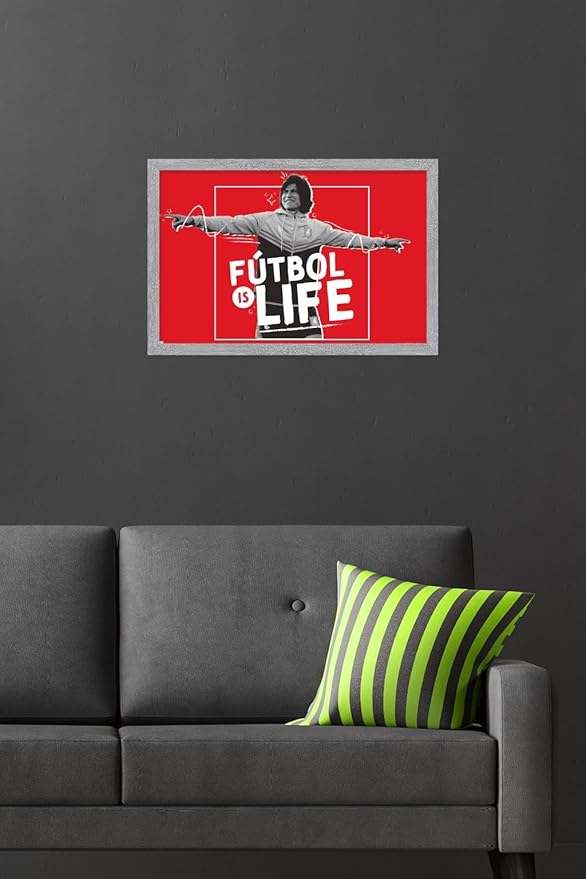 Ted Lasso - Futbol is Life Wall Poster, 22.4L" x 14.7W", Gray Framed Version