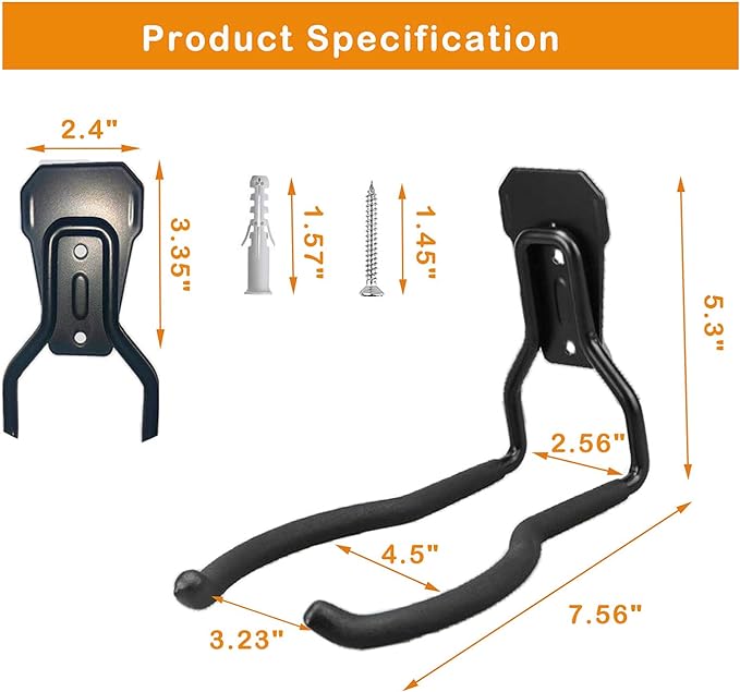 Garden Power Tool Hanger - Garage Wall Hooks, Weedeater & String Trimmer Hanger - Utility Hooks for Garage Tool Organizers and Storage - Black, 3 Pcs