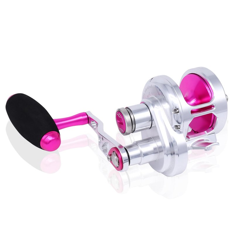 TRUSCEND Aluminium Alloy Full Metal Fishing Reel, Slow Jigging Reels 2000 Series, Left/Right Interchangeable 6.3:1 Sea Fishing Gear 9+2BB Trolling Reel (hotpink, Right Hand)