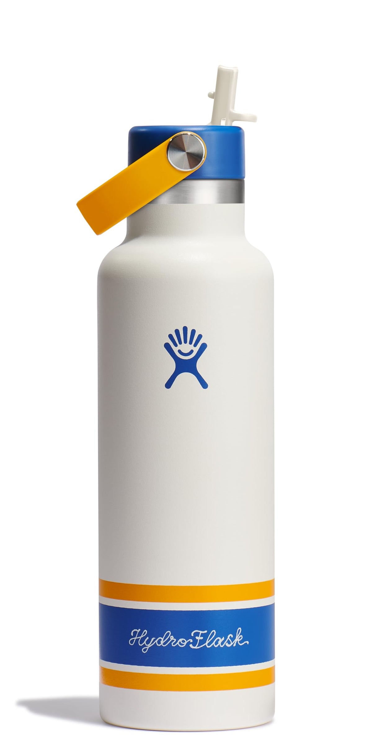 Hydro Flask Water Bottle - Insulated Stainless Steel - Standard Mouth Flex Straw Lid, Non Spill, Leakproof and Refillable in 21 Oz Campus Ivory