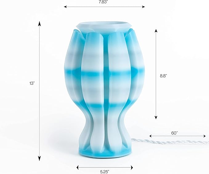 JONATHAN Y 13" Blue/White Flower 3D Printed Table Lamp, Dimmable LED Bedside Lamp for Bedroom, Coastal Tropical Nightstand Light, Modern Bohemian Desk Lamp for Living Room USA1005A
