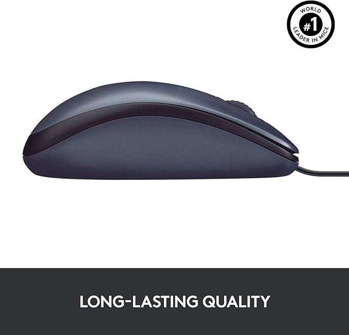 Logitech B100 Wired Mouse for Computer and Laptop, USB Corded Mouse, Right or Left Hand Use - Black