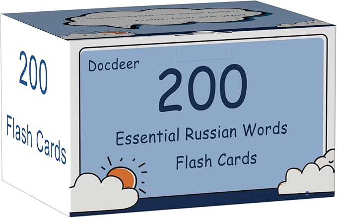 200 Essential Russian Words Vocabulary Flash Cards Flashcard for Beginners Adults | Learn Russian for Beginners Adult