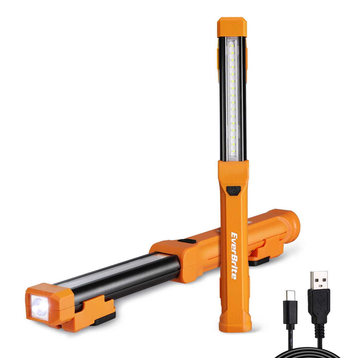 EverBrite 1000LM LED Work Light, Rechargeable Work Light for Mechanics with Dual Magnetic Bases&Hanging Hooks, 4 Lighting Modes, USB C Cable, Ideal Christmas Gift for Car Repair, Working, Pack of 2
