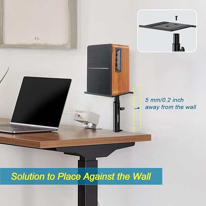 Set of 2 Studio Monitor Stands Desktop Clamp Speaker Stands Against The Wall