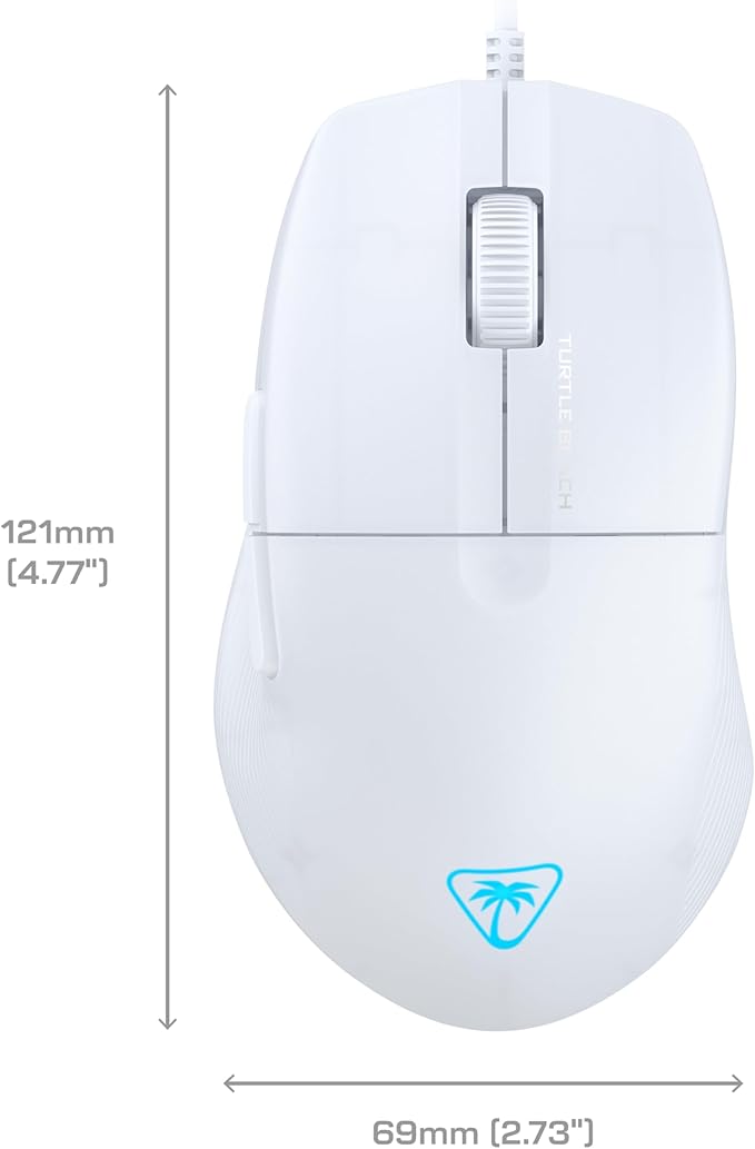 Turtle Beach Pure SEL Wired RGB Gaming Mouse, Ultra-Light 49g Ergonomic Design, 8000 DPI Optical Sensor, Mechanical Switches, Pretension System, Pure PTFE Glides, AIMO RGB Lighting – White