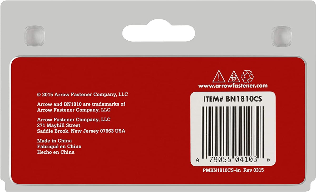 Arrow BN1810CS 18-Gauge Steel Brad Nails for Molding, Cabinets, Framing, Trim, and Finishing, Safe to Use with Electric or Battery Powered Nailers, Steel, 5/8 Inch, 1000 Count (Pack of 1)