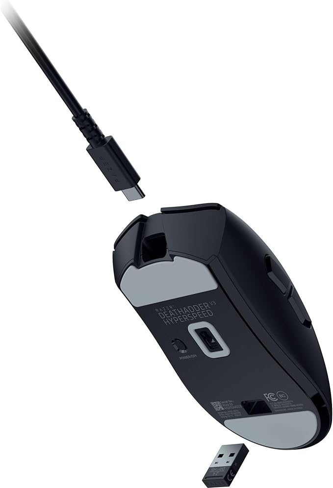 Razer DeathAdder V3 HyperSpeed Wireless Gaming Mouse: 55g Lightweight - USB C Charging - Up to 100 Hr Battery - Advanced 26K Optical Sensor - Gen-3 Optical Switches - 8 Programmable Controls - Black