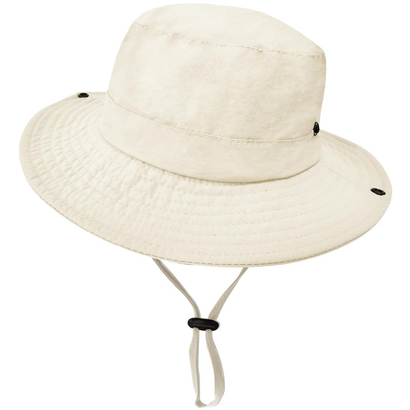 Outdoor Kids Sun Hat UPF 50+ Quick Dry Foldable Bucket Hat Lightweight Adjustable Fishing Safari Hat for Girls and Boys Beige