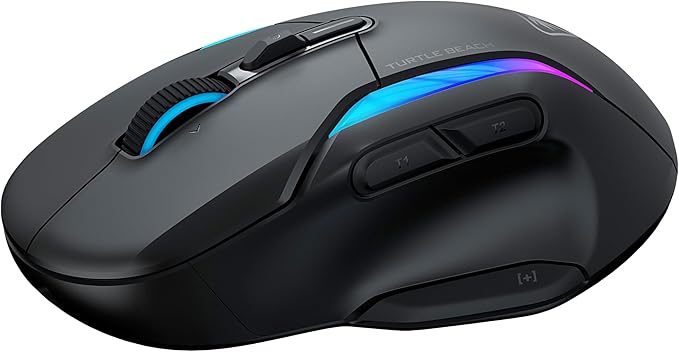 Turtle Beach Kone II Air Wireless RGB Gaming Mouse, 350-Hr Rechargeable Battery, 26000 DPI Optical Sensor, 100M Click Optical Switches, 21 Customizable Inputs, Ergonomic, 4D Scroll Wheel – Ash Black