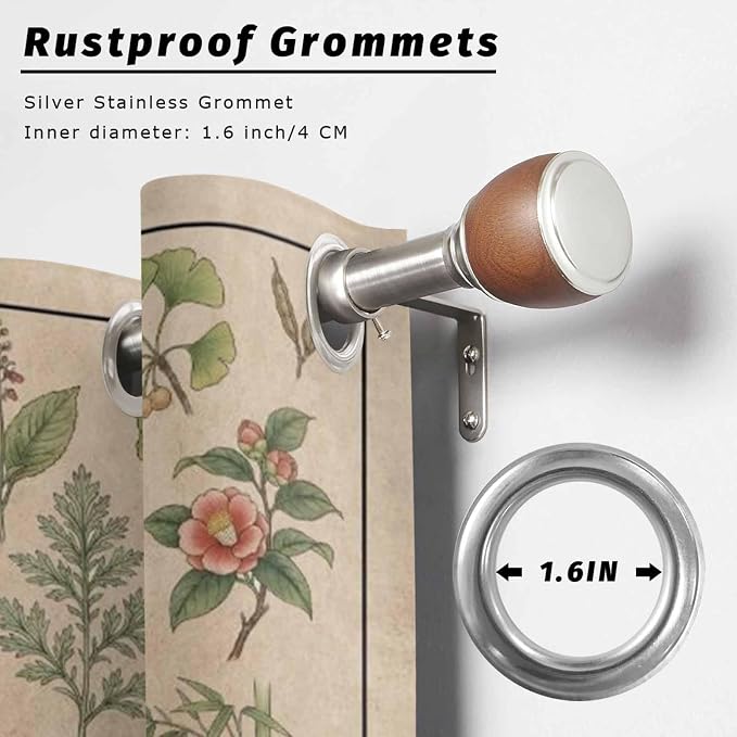 Vintage Outdoor Curtains for Patio Grass Herbal Botanical Garden Plants
