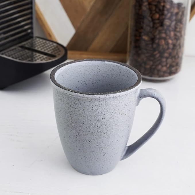 Stone Lain Stoneware Dish Set, 4 Mugs, Tina - Blue and Gray
