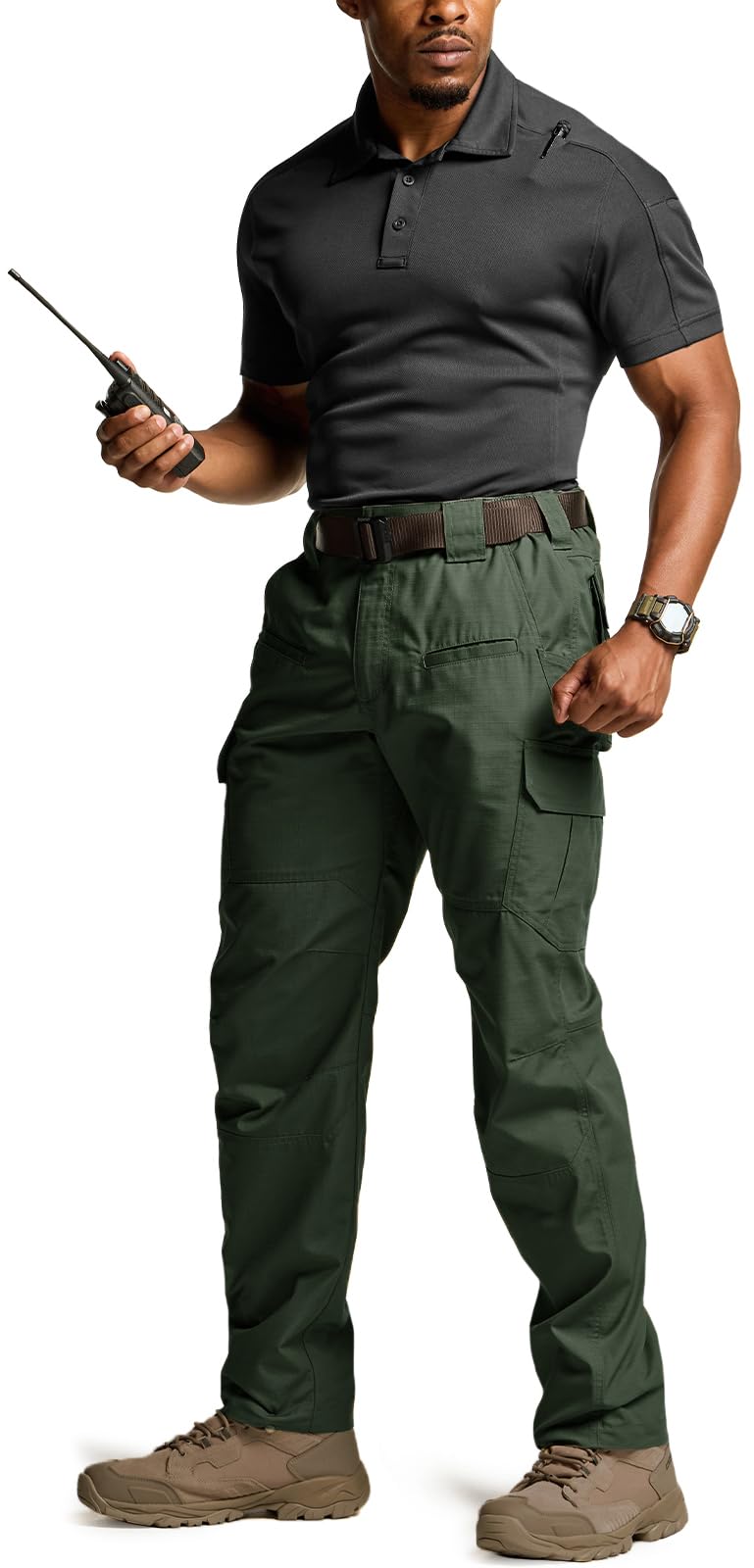 CQR Men's Tactical Pants, Water Resistant Ripstop Cargo Pants, Lightweight EDC Work Hiking Pants, Outdoor Apparel, Raider Green Kelp, 32W x 32L
