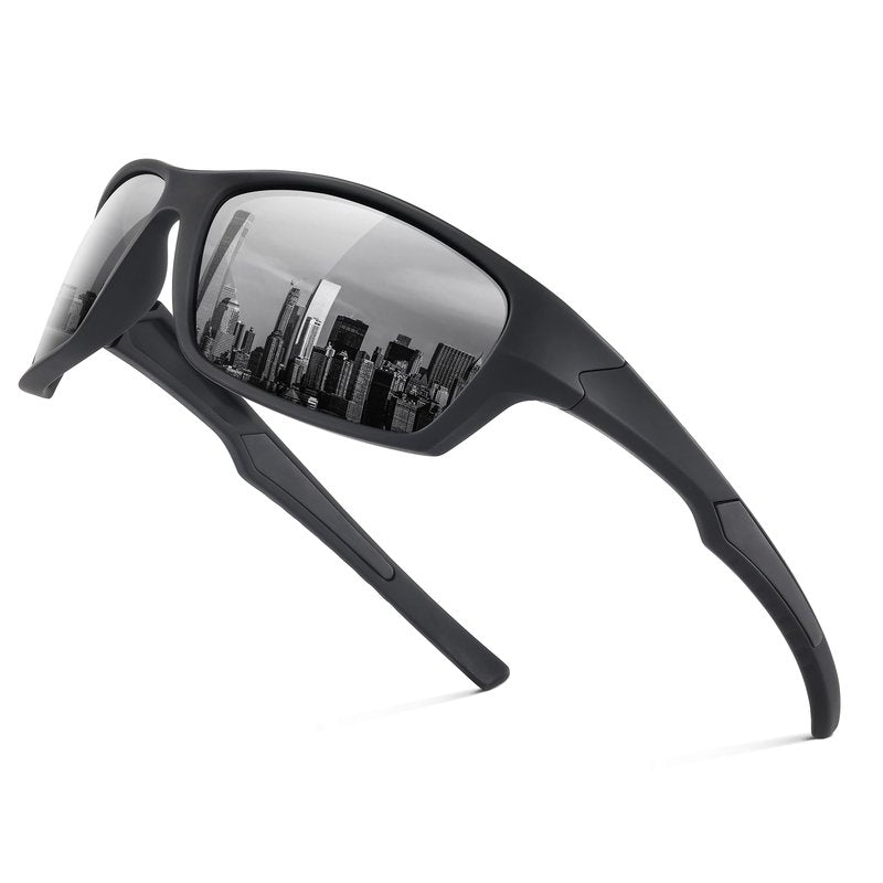 Fanshen Polarized Sunglasses Men Women, Wrap Around Mens Sunglasses for Mens Womens Cycling Running UV Protection (Matte Brown/Brown)