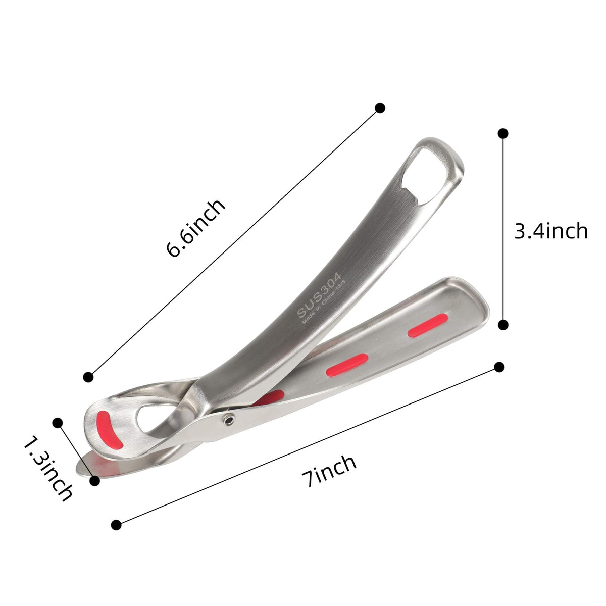 Mu&Ti Hot plate gripper For Instant Pot accessories, For Microwave, Oven,Toaster (Safe for Air Fryer Pans Gripper,Bowls, Egg Custard, Hot Plates) Stainless Steel Heat-Resistant Kitchen Gripper (Red)