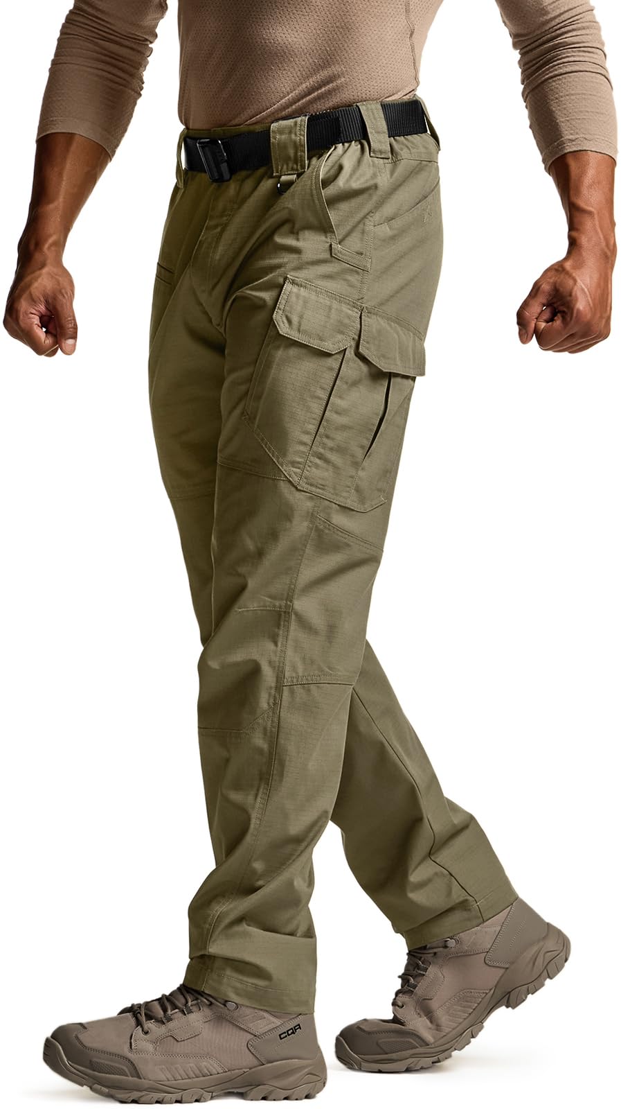 CQR Men's Tactical Pants, Water Resistant Ripstop Cargo Pants, Lightweight EDC Work Hiking Pants, Outdoor Apparel, Raider Mag Pocket Soil Green, 32W x 30L