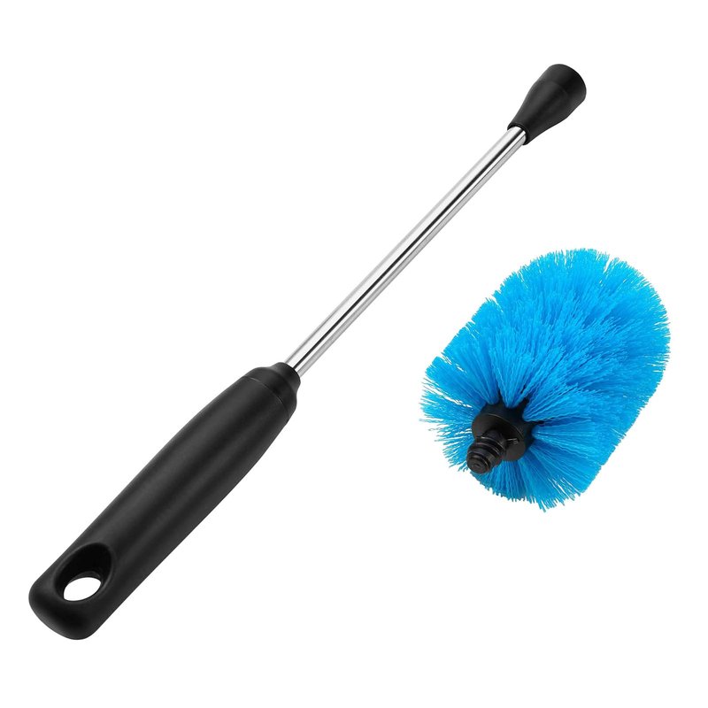 MOSOLAN Stainless Steel Bottle Brush with Replaceable Head, 2 Pack Long Handle Scrubbing Brush for Water Bottles, Glasswares, Mugs, Flasks, Tumblers, Vases, and Kitchen Sink, Blue, 15 in