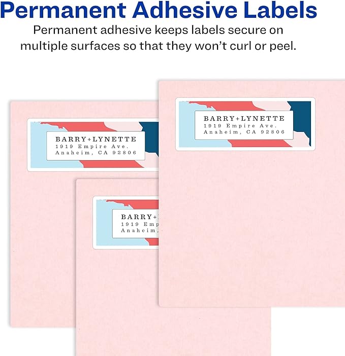 Avery Easy Peel Address Labels, Inkjet Printers, White, 1" x 2-5/8", Box of 750 Labels (08160)
