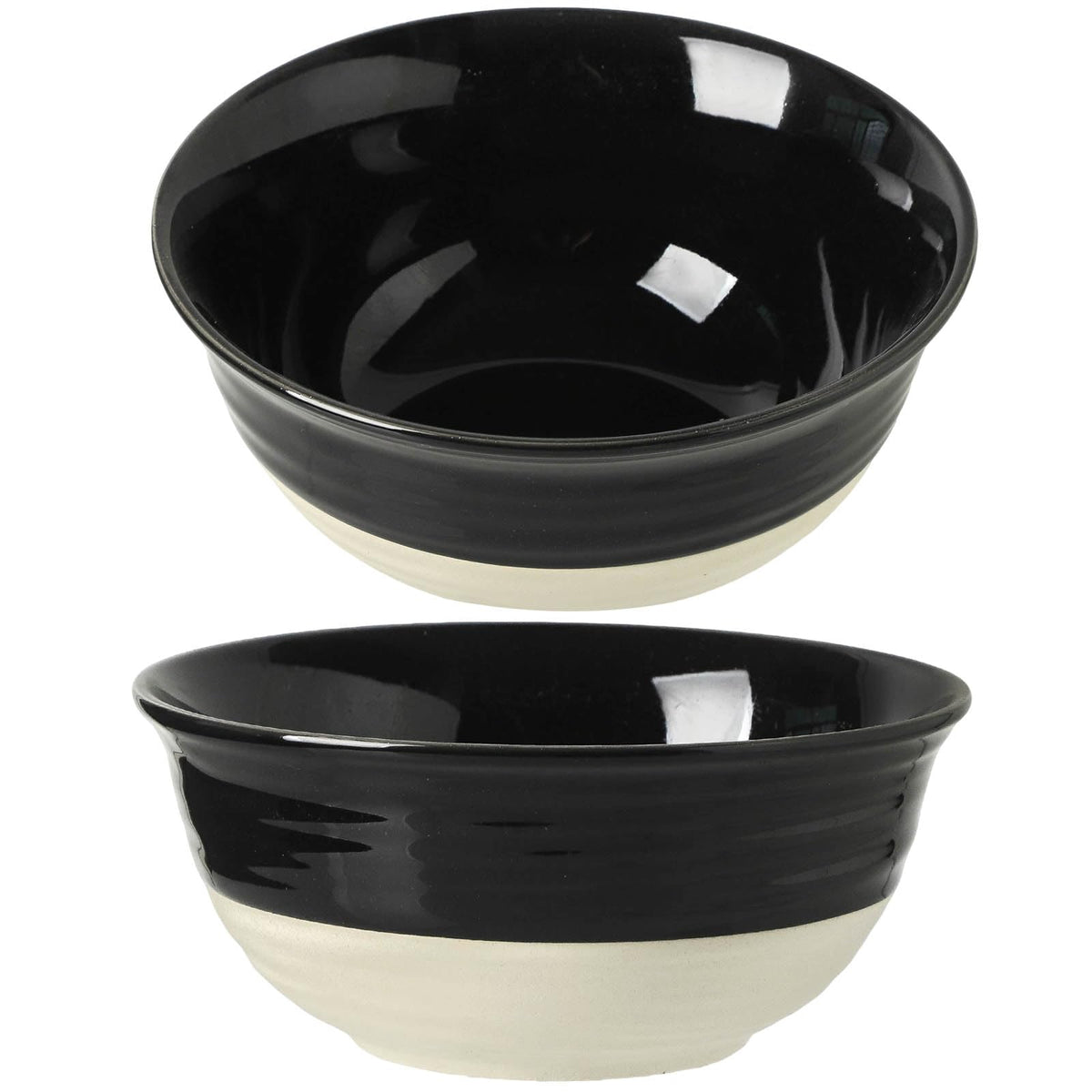HASENSE Ceramic Serving Bowls Set of 4, 2.1/1.5/1.0/0.5 Qt White & Terracotta Stoneware Mixing Bowls, Farmhouse Bowls for Cooking, Prepping, Salad & Soup, Dishwasher & Microwave Safe, Serving Dishes