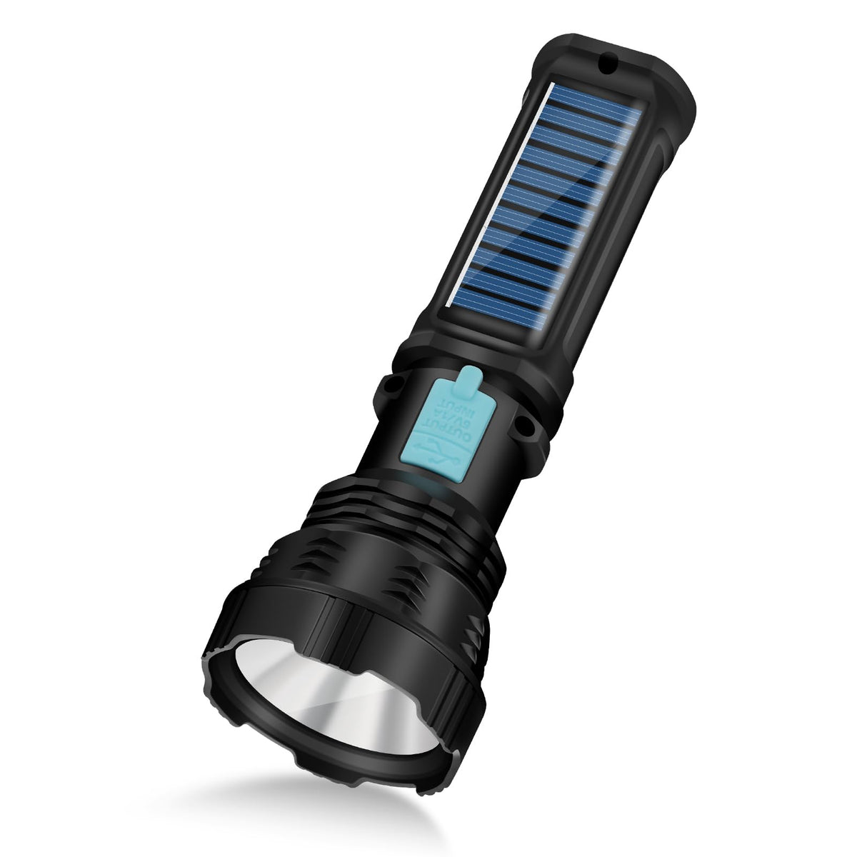 VOETIR Led Solar Flashlight, 1500 Lumens Led Solar Handheld Flashlights with IP65 Waterproof for Survival Emergencies Camping (1 Pack)