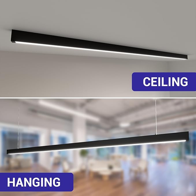 JTT 8FT LED Linear Light,8Foot LED Shop Lights 100/80/60W 3/4/5000K CCT Selectable,Commercial 8Feet Lighting Fixture 0-10V Dimmable Lighting Fixture ETL for Gym Retails Office Garage Classroom,4Pack