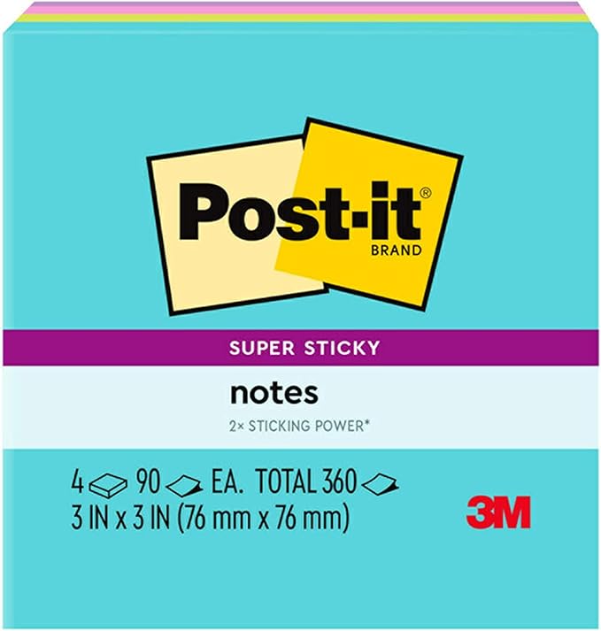 Scotch and Post-it Brand Office Essentials Kit, Business and Teacher Supplies Set with Post-it Super Sticky Notes, Scotch Super Hold Tape, Scotch Magic Tape, Post-it Flags, Sharp Scissors for Office