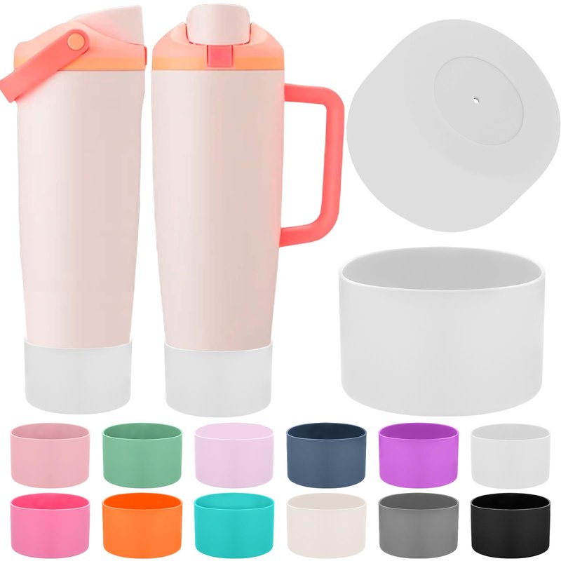 Mity rain 2PCS Protective Silicone Boots for Owala 30oz & 40oz FreeSip Sway Bottles & Tumblers - Accessories for owala, Enhances Stability & Prevents Scratches (White)