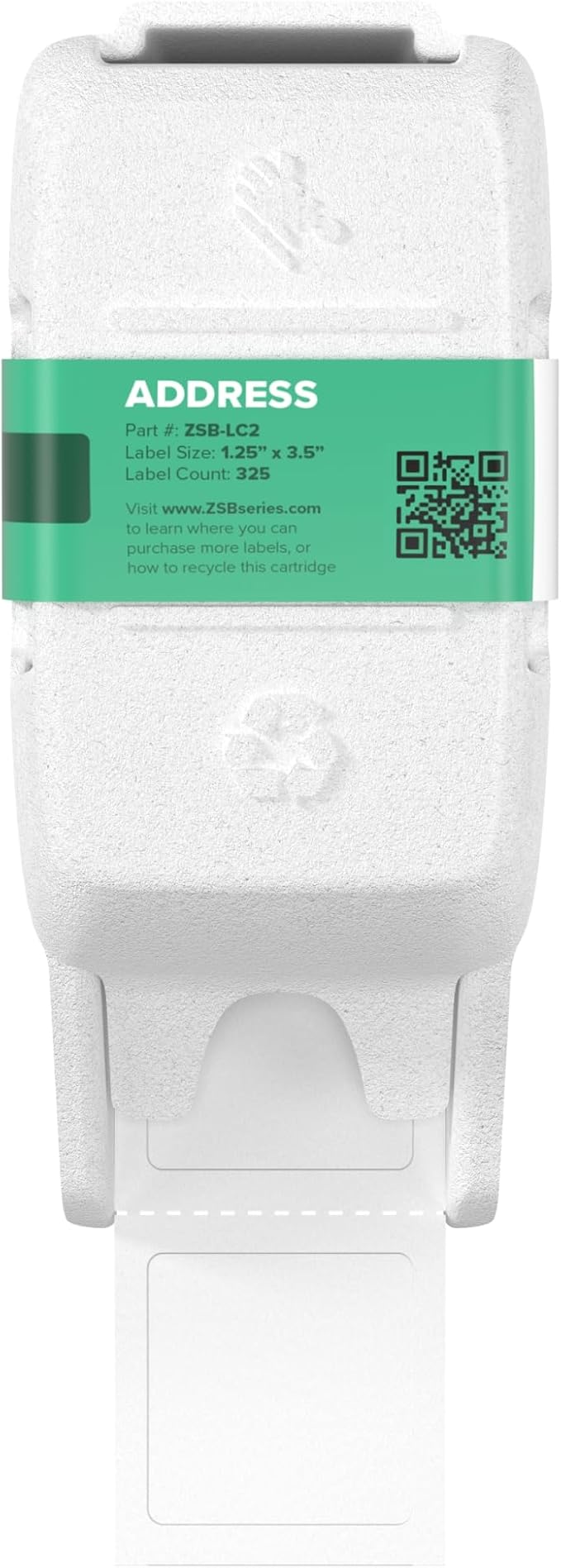Zebra ZSB Series Labels - Potato Starch-Based Printer Label Paper - Recyclable Cartridge for Stickers - Versatile, Cloud-Based Adhesive - Address, 1.25" x 3.5"