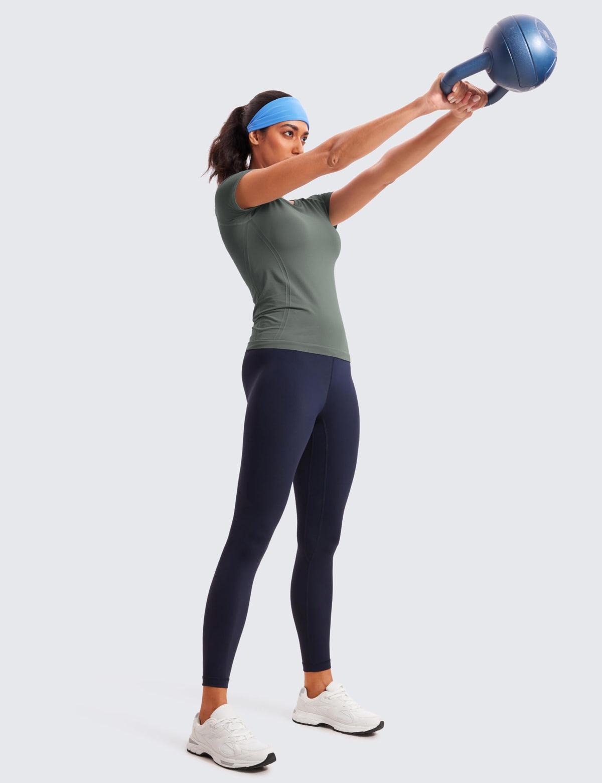 CRZ YOGA Seamless T-Shirt Hip Length Grey Sage XX-Small