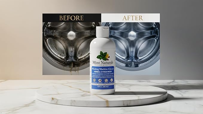 Natural Washing Machine Cleaner Liquid – Formula That Helps Remove Odor & Residue in Front & Top Load Washers, 12 oz – Made in USA