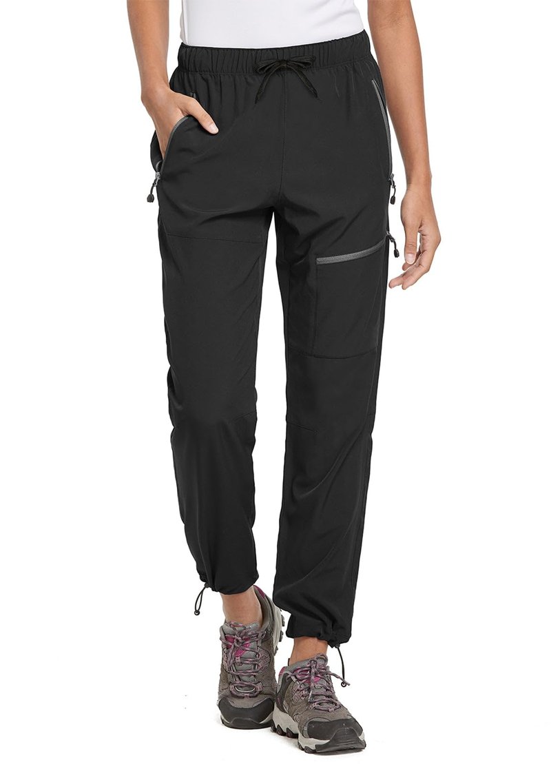 baleaf Travel Pants Women Hiking Long Tall Lightweight Quick Dry Water Resistant Cargo Pants 31'' Trip 31''-Black M