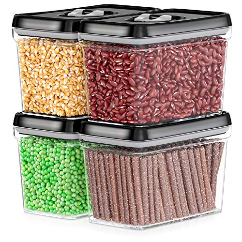 DWËLLZA KITCHEN Airtight Food Storage Containers - Pantry Snacks Kitchen Container, Baking Supplies, 4LB Sugar & Flour Canister - 4 Pc Set All Same Size - Clear Plastic BPA-Free - Keeps Fresh & Dry - color: 03 Set of 4 - 2 Liters