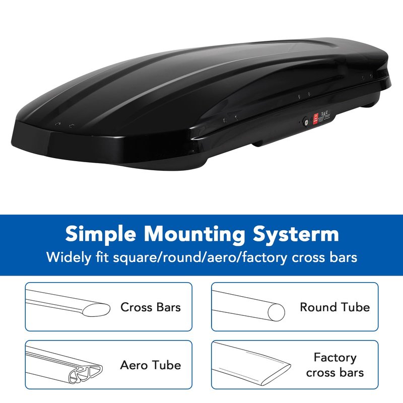 GarveeTech 69 Inch Rooftop Cargo Box Carrier, 17 Cubic Ft. Hard Shell Roof Rack Cargo Carrier with Security Keys, 165 Lbs Capacity Waterproof Rooftop Storage Box, Dual Side Opening