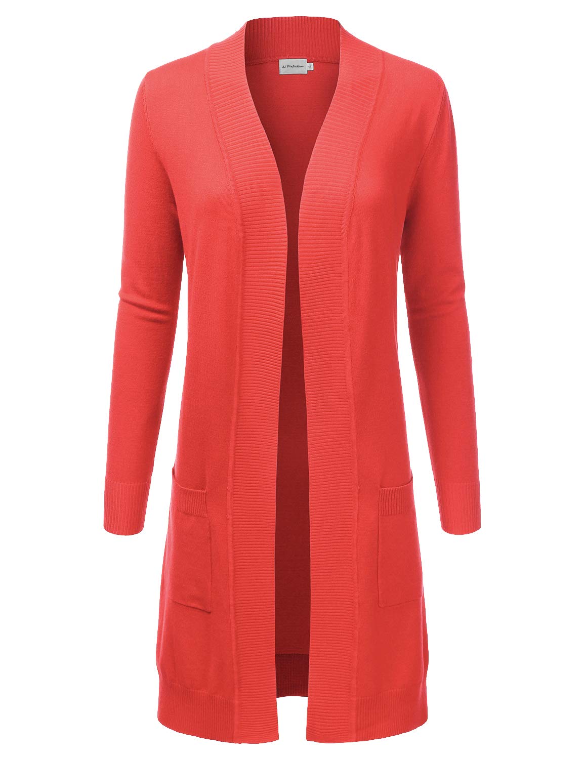 JJ Perfection Womens Casual Long Knit Cardigan Long Sleeve with Pockets Lightweight Open Front Sweater Jacket with Plus Size