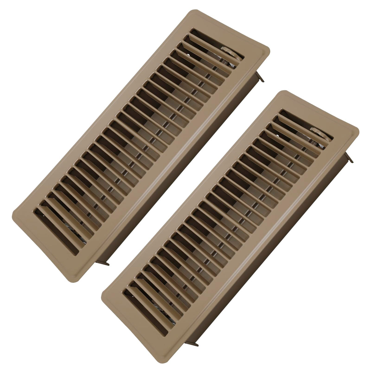 Howeall 4" x 12" Floor Register 2 Pack - Heavy Duty Steel Walkable Floor Vents - Easy Adjust Air Supply Lever - Vent Covers for Home (Brown)