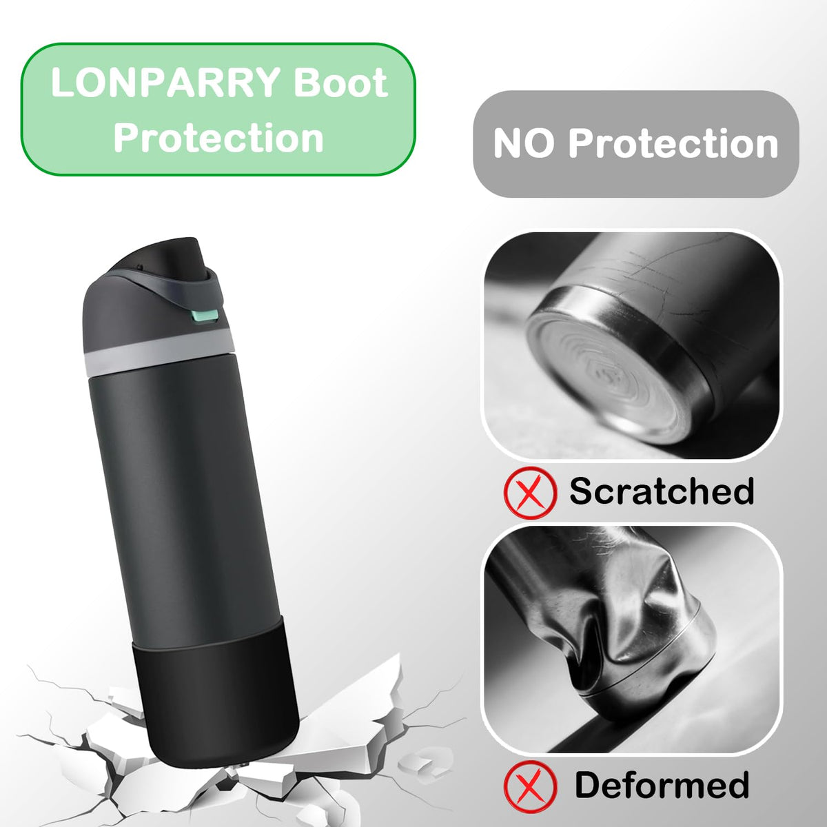 2-Pack Silicone Boot for Owala 24 oz Water Bottles, Anti-Slip Protective