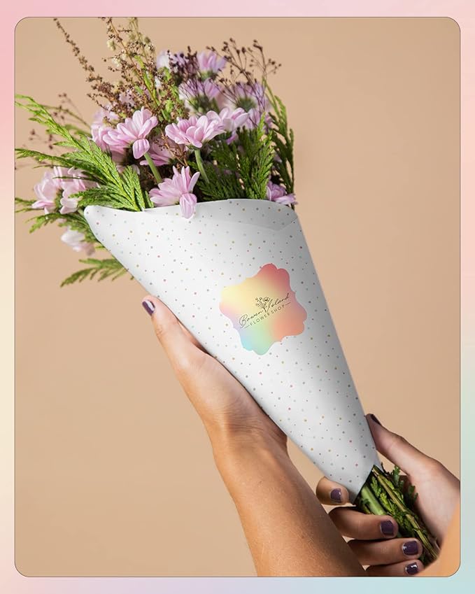 Rainbow Thermal Label Stickers+Shipping Label Holder