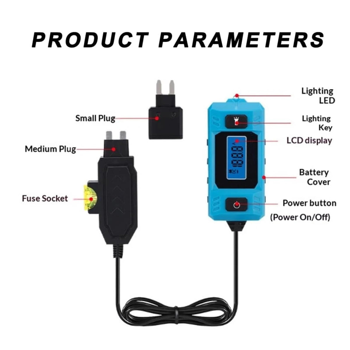 Automotive Circuit Fault Probe Tester Kit, High-Precision Current Tester 20A 48v Electric Car Fuse Tester Automotive for Road Test Tools Built-in Front Light with Blue Backlit LCD Screen (KIT A)