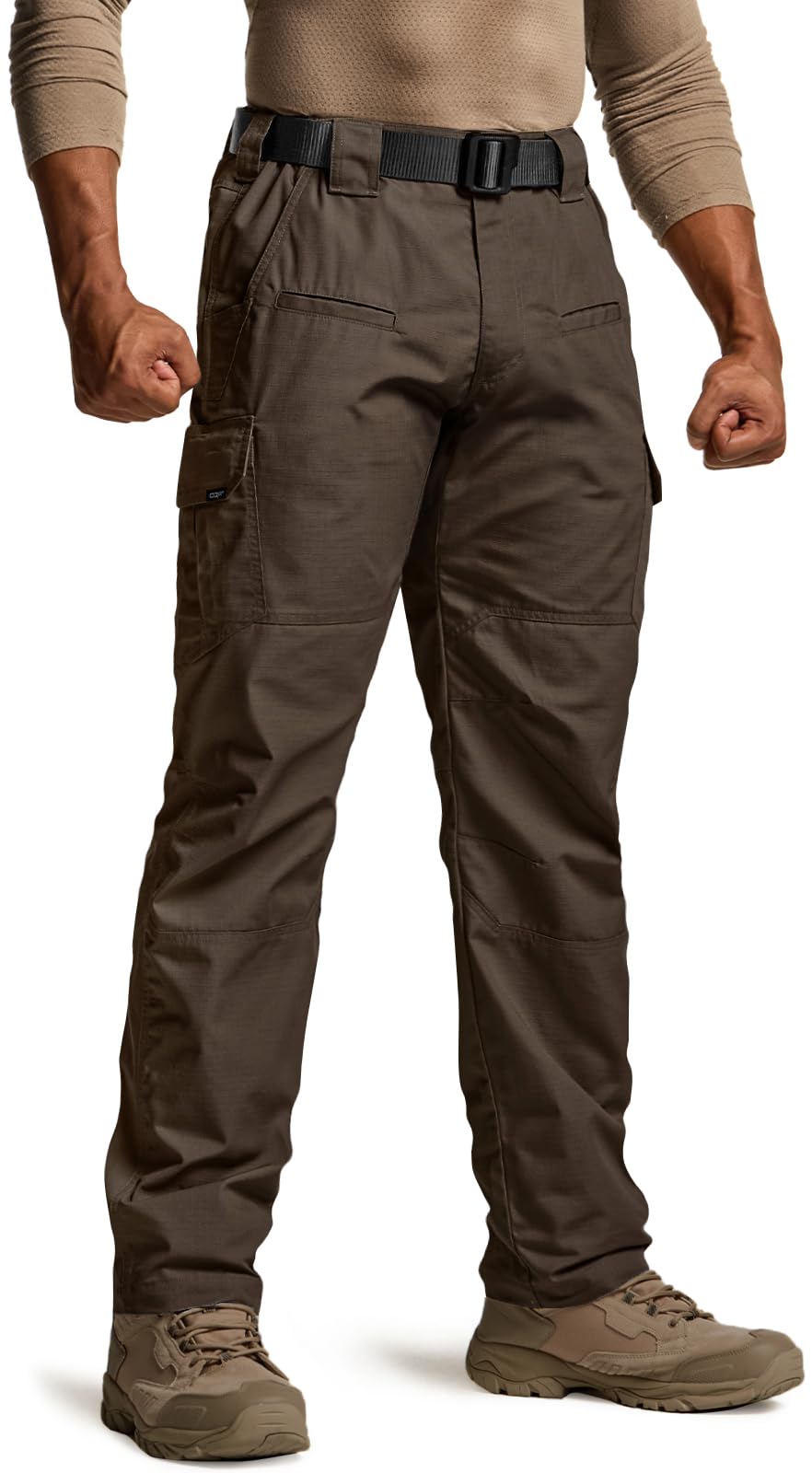 CQR Men's Tactical Pants, Water Resistant Ripstop Cargo Pants, Lightweight EDC Work Hiking Pants, Outdoor Apparel, Raider Dark Brown, 38W x 30L