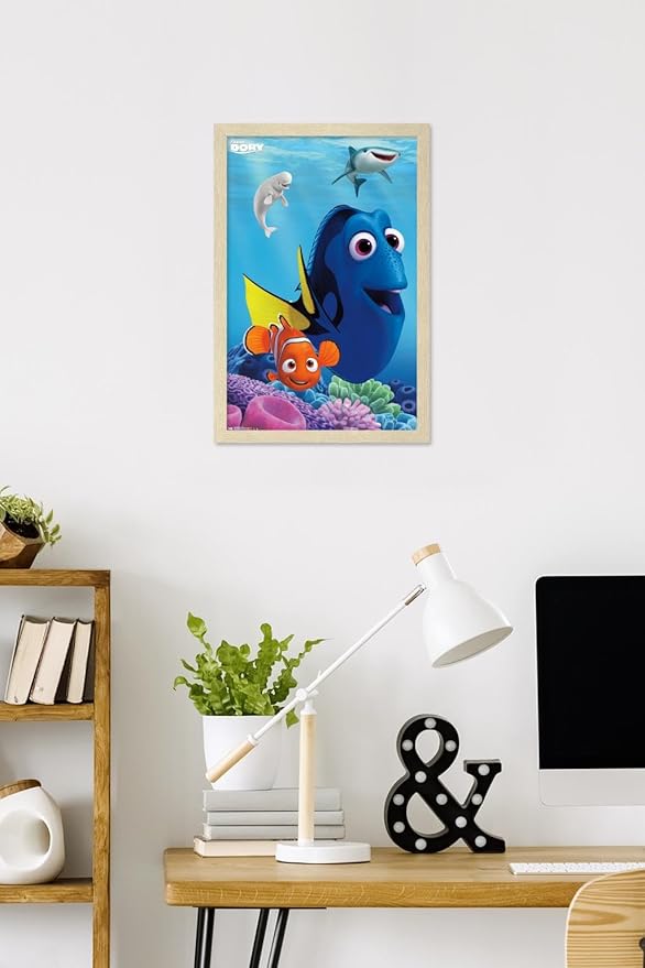 Trends International Disney Pixar Finding Dory - Dory Wall Poster, 22.4L x 14.7W, Blonde Framed Version