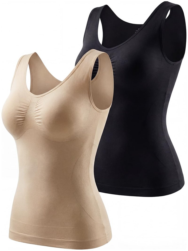 ATTLADY Shapewear Tank Tops for Women - Tummy & Waist Control Compression Camisole | Slimming Seamless V-Neck Body Shaper Vest