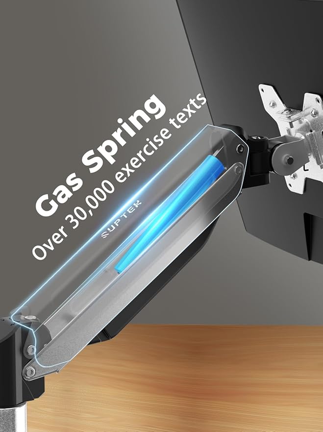 Suptek Monitor Mount Gas Spring Monitor Arm Desk Mount Fully Adjustable Fits 17 20 22 23 24 26 27 32 35 inch Monitors Weight Capacity up to 24.25 lbs (Silver)