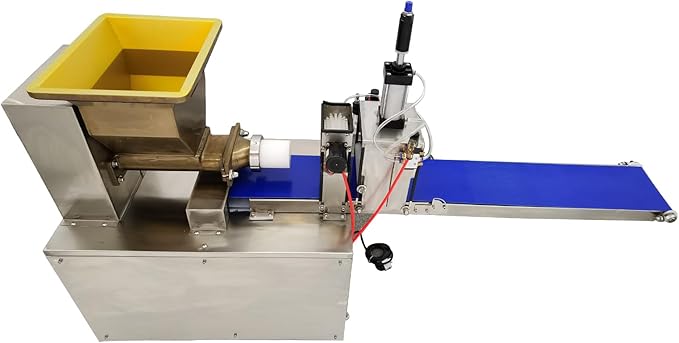HayWHNKN Dough Quantitative Dividing and Cutting Machine Pneumatic Dough Divider Cutter Electric Dough Lump Spacer 0.35oz-17.64oz Dough Divider Cutter Press Machine with Conveyor Belt