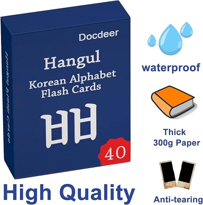 Hangul Korean Alphabet Syllabary Flash Cards for Beginners & Adults - Korean Educational Learning Flash Cards - Learning Video with Pure Pronunciation - Example Sentence & Words