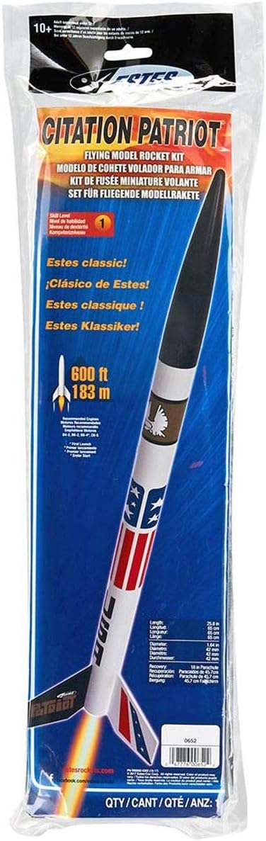 Estes 652 Citation Patriot Flying Model Rocket Kit 0652 | Intermediate Level Build | Soars up to 600'