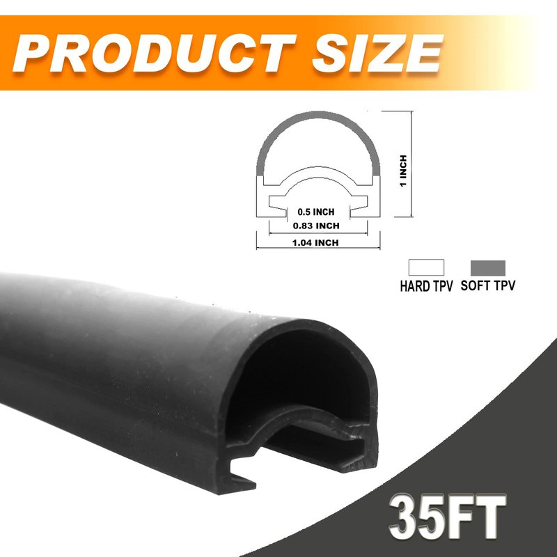 RV Slide Out Seal 1 * 15/16 Inch * 35' D-Seal Wiper Weather Stripping 018-312-EKD Replacement for RV Camper Slideout System Black Rubber