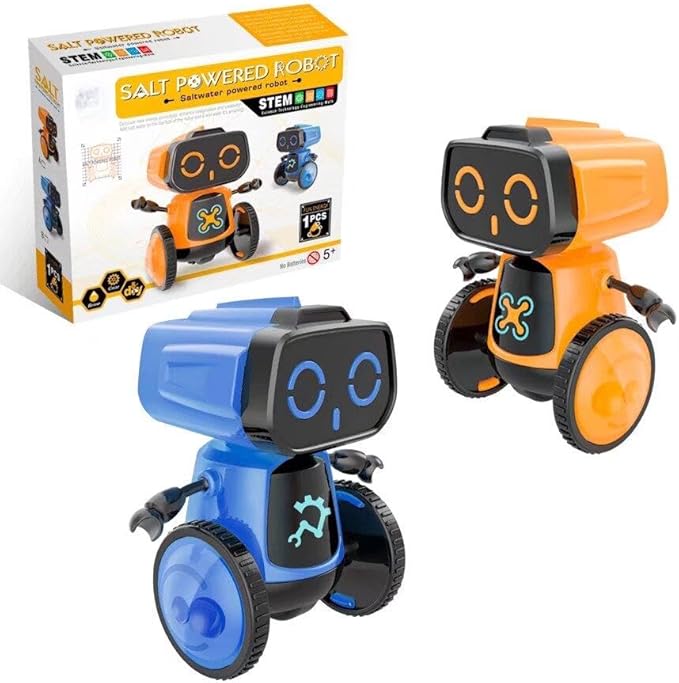 Science Saltwater-Powered Robot Kit, DIY STEM Gift Toys, No Batteries Required, Scientific Experiments, Creative Toy, Environmental Protection, for Festival & Birthday &Boys & Girls (Blue)