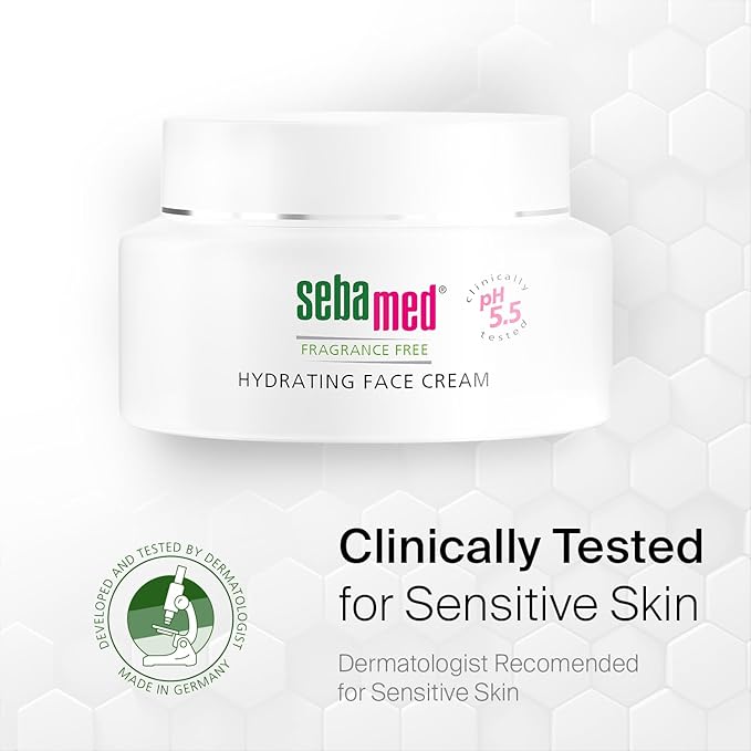 SEBAMED Fragrance-Free Hydrating Face Cream Moisturizer pH 5.5 Dermatologist Recommended 1.7 Fluid Ounces (50 Milliliters),white