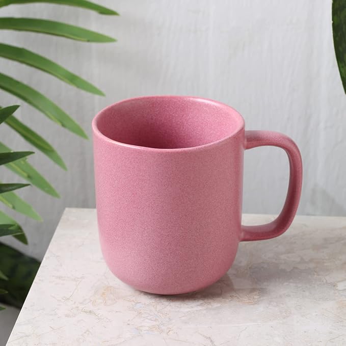 Stone Lain Stoneware Dish Set, 4 Mugs, Tom - Pink White